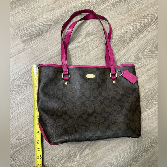 Coach Brown and Pink Monogram Tote - Picture 6 of 10